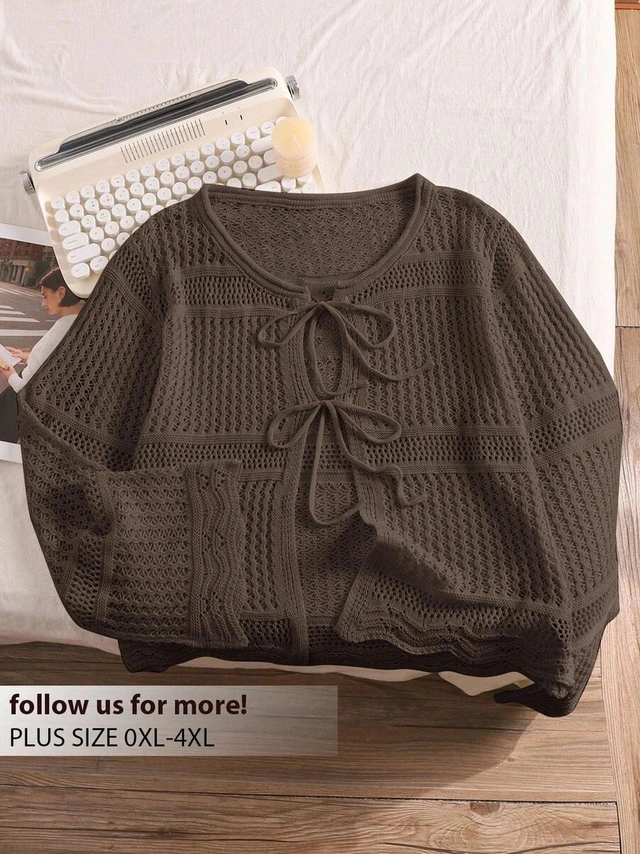brązowy sweter wiązanie