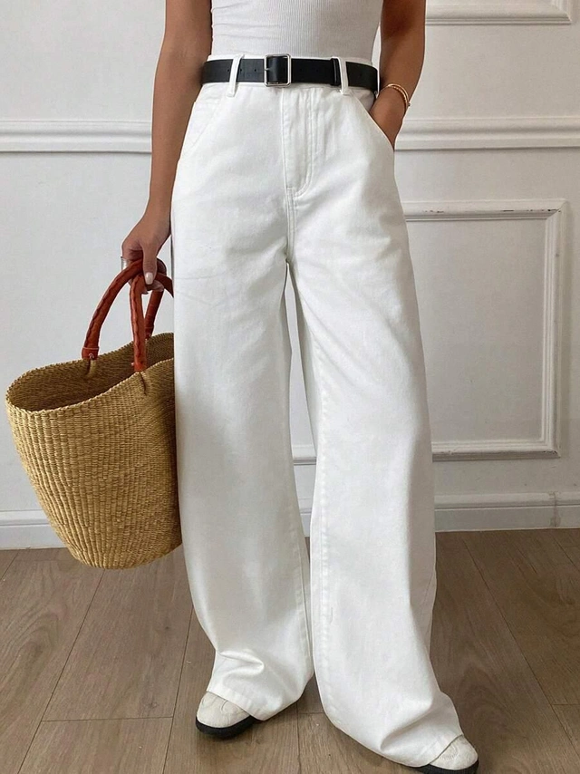BIAŁE SPODNIE JEANS