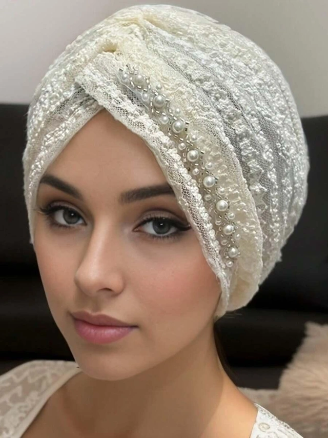 koronkowy turban na głowę