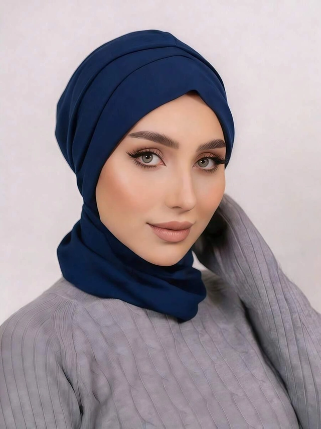 granatowy turban na głowę