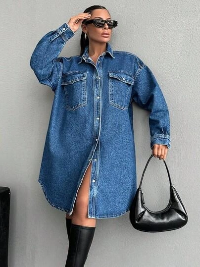 niebieska sukienka jeans