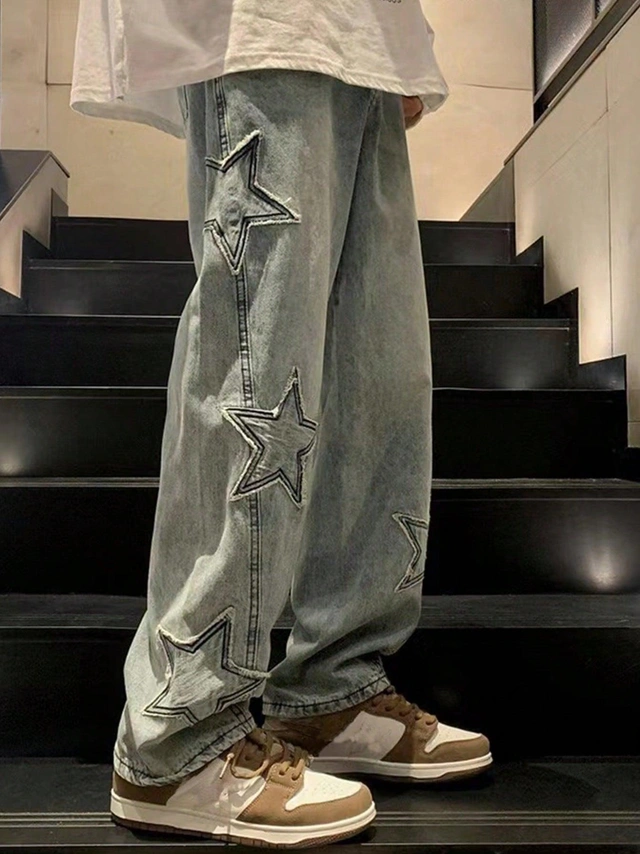 niebieskie spodni jeans
