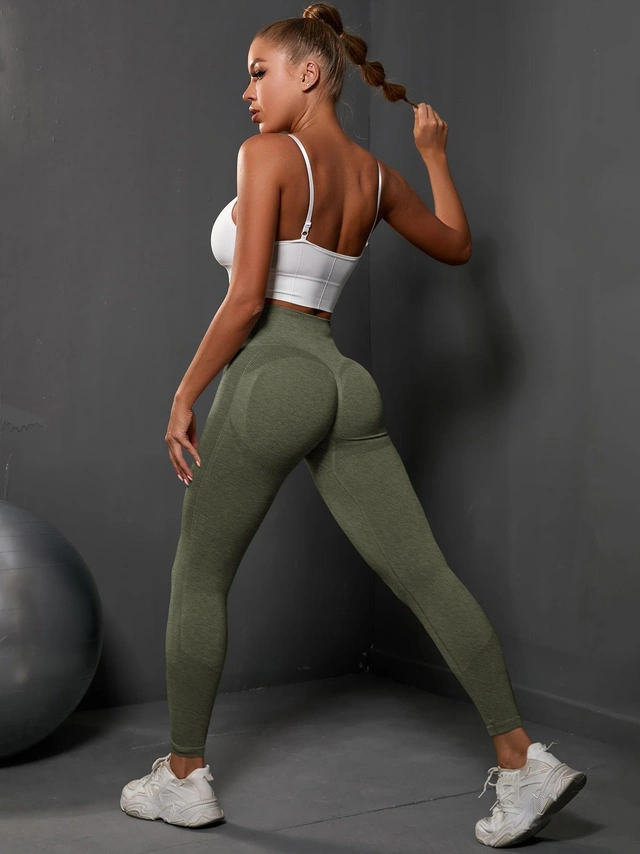 ZIELONE LEGGINSY WYSOKI STAN