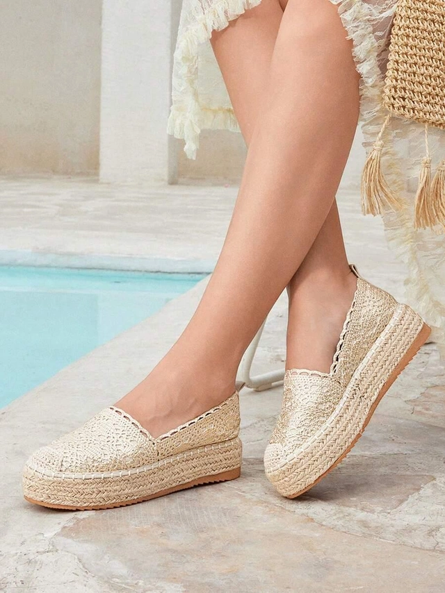 złote espadryle platforma